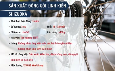 ĐƠN HÀNG SẢN XUẤT ĐÓNG GÓI LINH KIỆN - SHIZUOKA